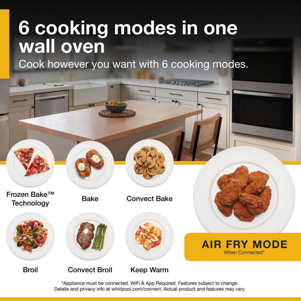 8.6 Total Cu. Ft. Double Wall Oven with Air Fry When Connected WOED5027LZ