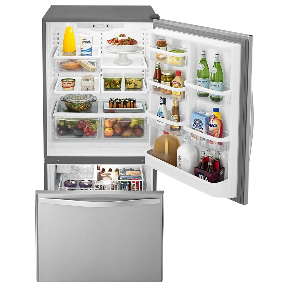 33-inches wide Bottom-Freezer Refrigerator with SpillGuard™ Glass Shelves - 22 cu. ft WRB322DMBM