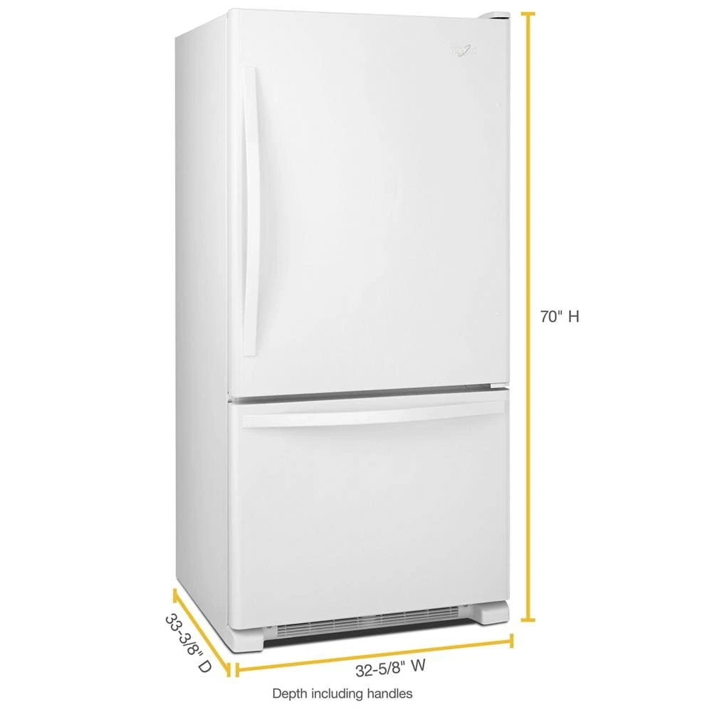 33-inches wide Bottom-Freezer Refrigerator with SpillGuard™ Glass Shelves - 22 cu. ft WRB322DMBW