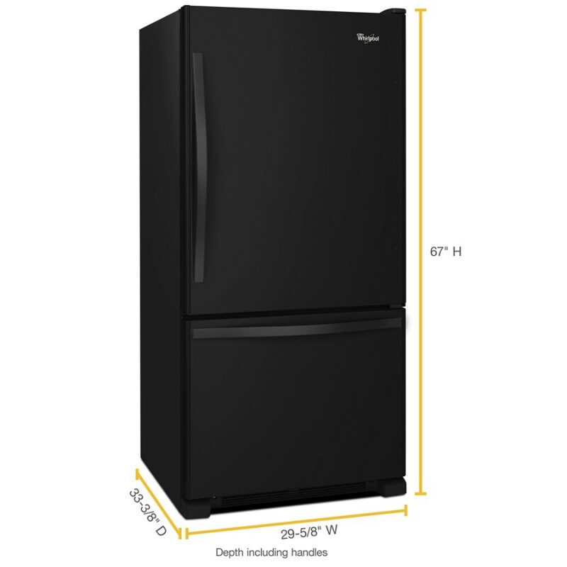 Whirlpool 30-inches wide Bottom-Freezer Refrigerator with SpillGuard™ Glass Shelves - 18.7 cu. ft. Black-on-Black WRB329DMBB Picture 1