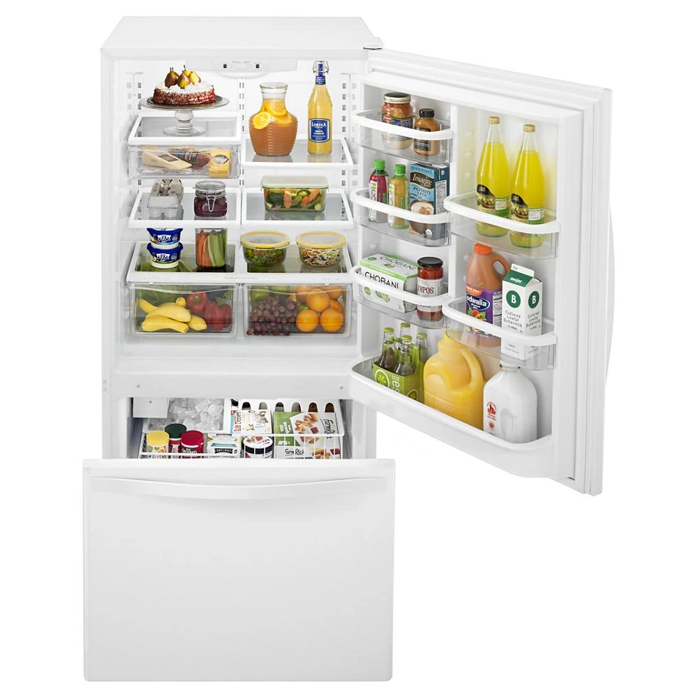 30-inches wide Bottom-Freezer Refrigerator with SpillGuard™ Glass Shelves - 18.7 cu. ft. WRB329DMBW