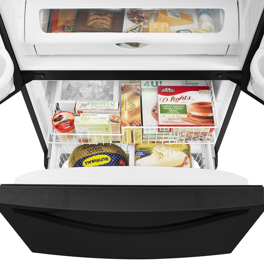 Whirlpool 36-inch Wide French Door Refrigerator with Frameless Glass Shelves - 25 cu. ft. Black-on-Black WRF535SMBB Picture 1