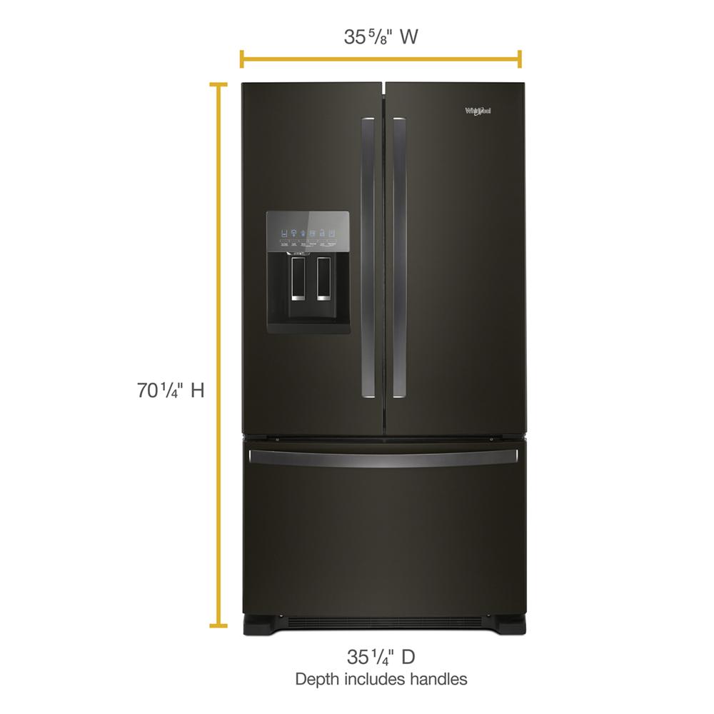 Whirlpool 36-inch Wide French Door Refrigerator in Fingerprint-Resistant Stainless Steel - 25 cu. ft. Print Resist Black Stainless WRF555SDHV Picture 1