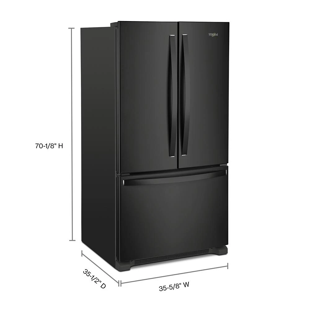 36-Inch Wide Full-Depth French Door Bottom Mount Refrigerator - 25 cu. ft. WRFF3036RB