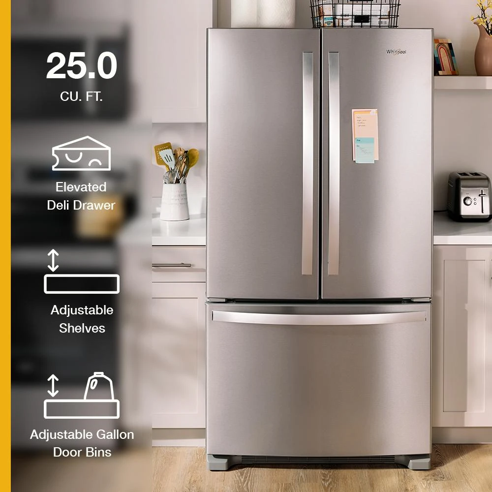 36-Inch Wide Full-Depth French Door Bottom Mount Refrigerator - 25 cu. ft. WRFF3036RW