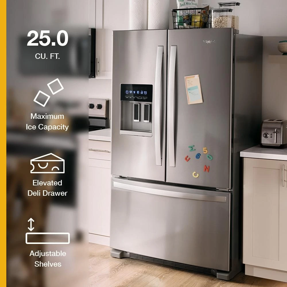 36-Inch Wide French Door Bottom Mount Refrigerator - 25 cu. ft. WRFF3436RB