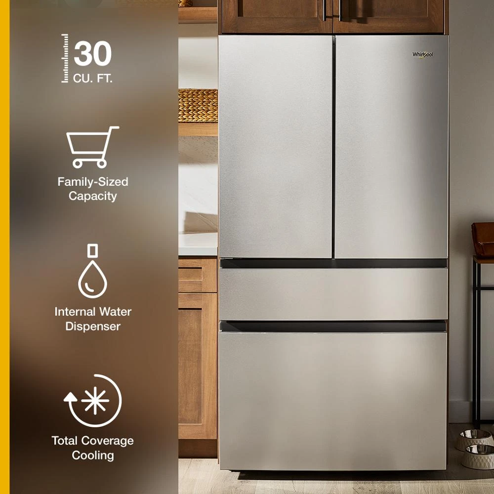 30 Cu. Ft. Family-Sized Capacity French Door Refrigerator with Flexible Temperature Drawer WRMF3336SW