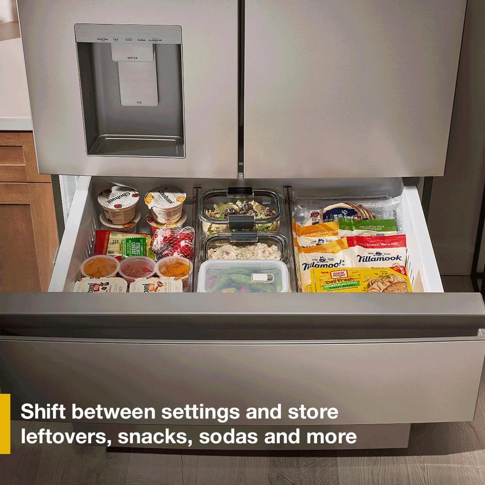 29 Cu. Ft. Family-Sized Capacity French Door Refrigerator with Flexible Temperature Drawer WRMF3536SV