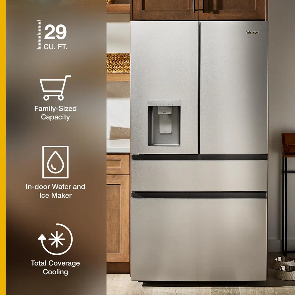 29 Cu. Ft. Family-Sized Capacity French Door Refrigerator with Flexible Temperature Drawer WRMF3536SV