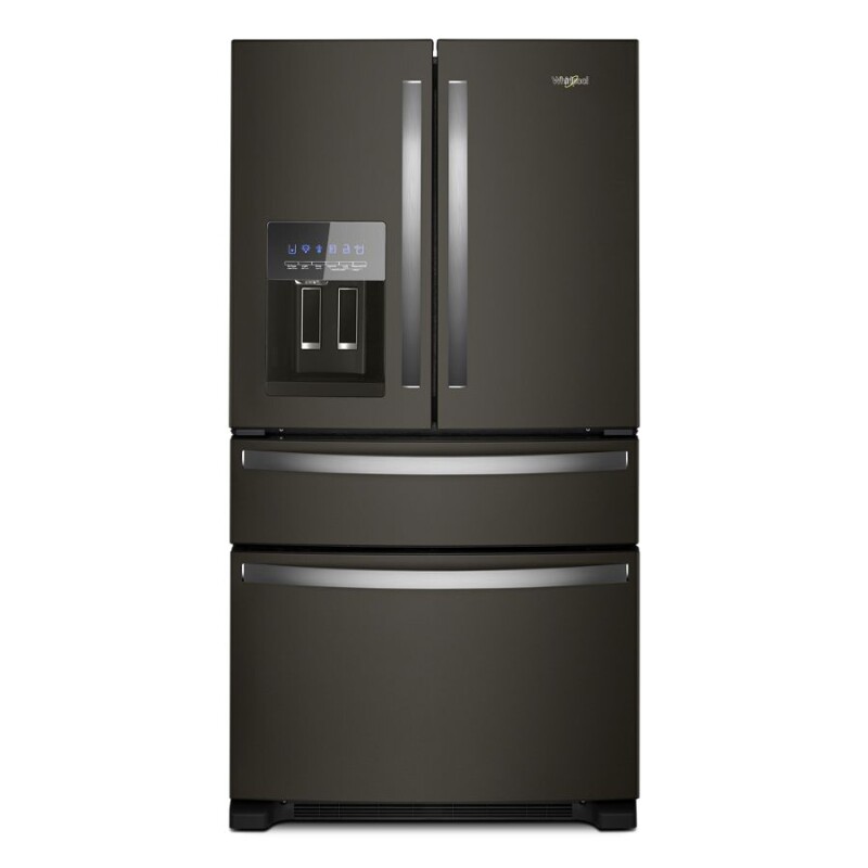 Whirlpool 36-Inch Wide French Door Bottom Mount Refrigerator - 25 cu. ft. Print Resist Black Stainless WRMF3636RV Picture 1
