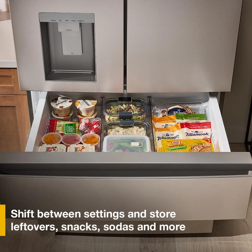 29 Cu. Ft. Family-Sized Capacity French Door Refrigerator with Flexible Temperature Drawer WRMF3736SW
