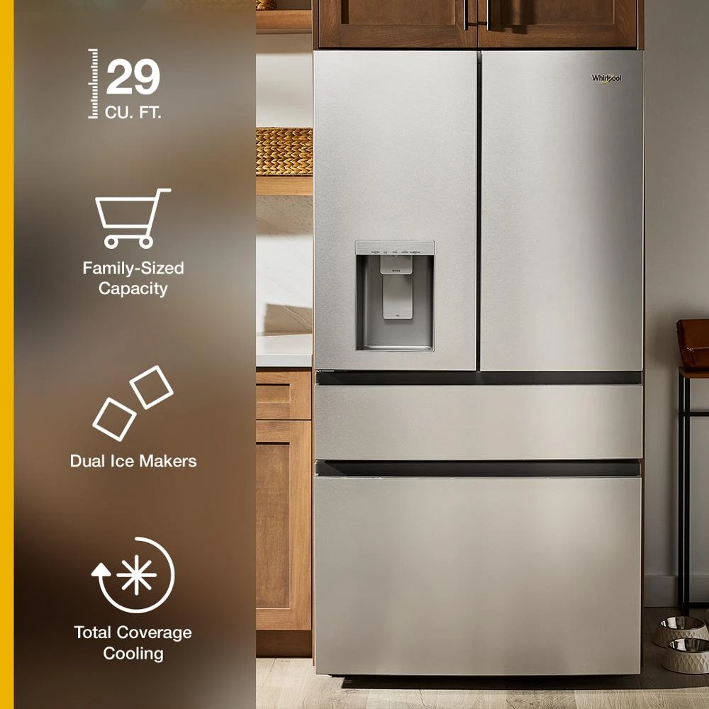 29 Cu. Ft. Family-Sized Capacity French Door Refrigerator with Flexible Temperature Drawer WRMF3736SW