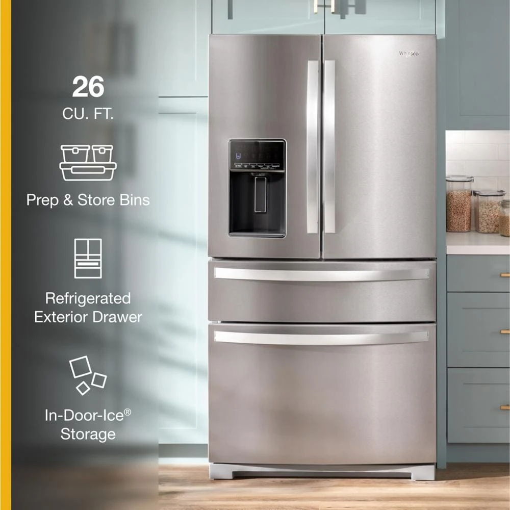 36-inch Wide 4 Door Refrigerator with Prep and Store Bins - 26 Cu. Ft. WRMF7736PZ