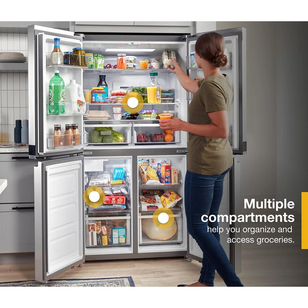 36-inch Wide Counter Depth 4 Door Refrigerator - 19.4 cu. ft. WRQA59CNKZ