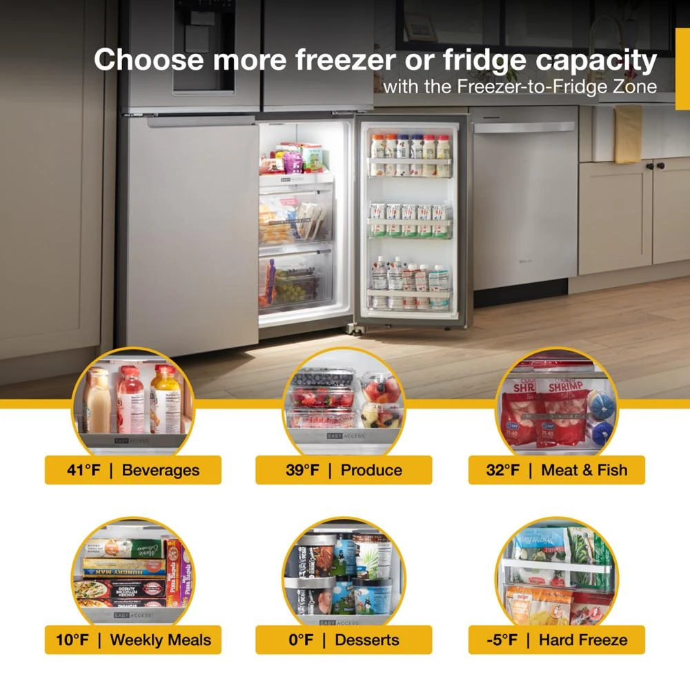 36-Inch Counter Depth 4 Door Refrigerator with Ice Maker in Door WRQC7836RZ