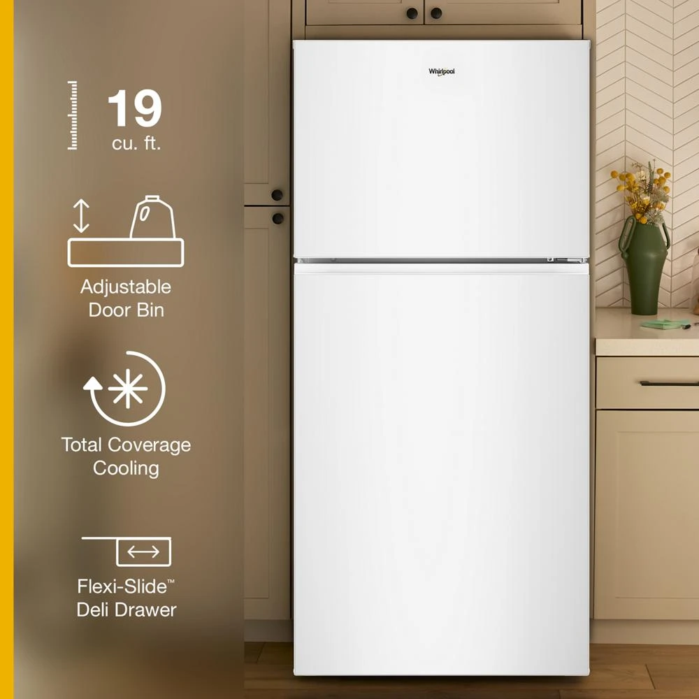 Whirlpool® 30-inch Wide Top Freezer Refrigerator with Total Coverage Cooling- 19 Cu. Ft. WRTX3119SW