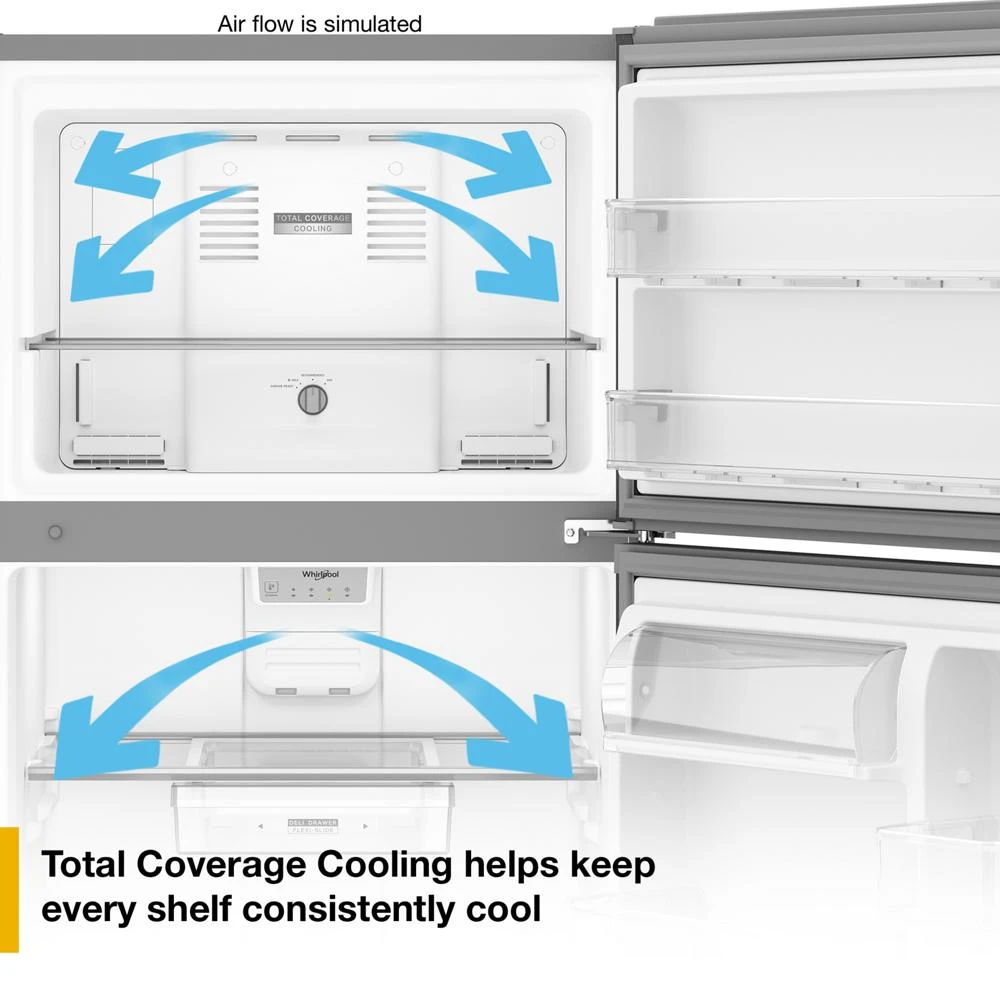 Whirlpool® 30-inch Wide Top Freezer Refrigerator with Total Coverage Cooling- 19 Cu. Ft. WRTX3119SW