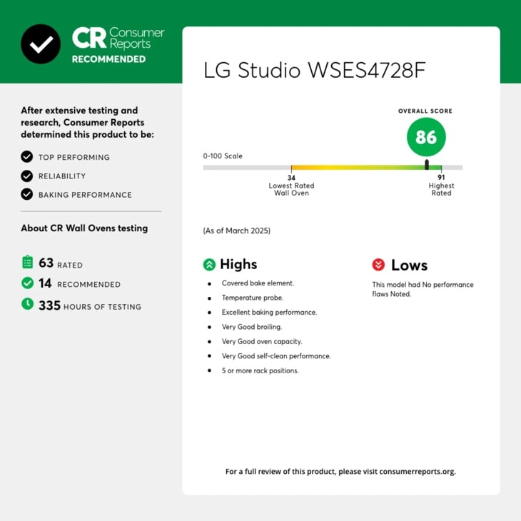 LG STUDIO 4.7 cu. ft. Smart InstaView® Electric Single Built-In Wall Oven with Air Fry & Steam Sous Vide WSES4728F