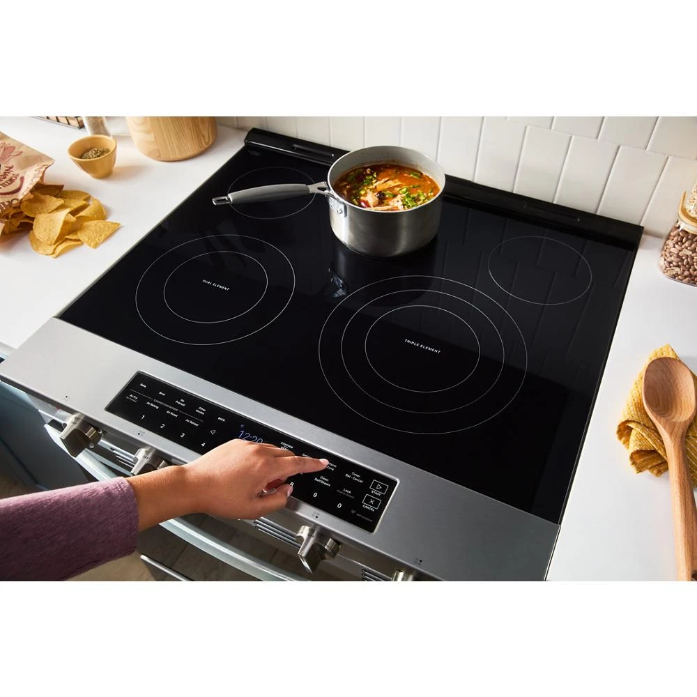 30-inch Smart Slide in Electric Range with Air Cooking Technology, No Preheat Air Fry, WipeClean™ Coating, Steam/Self Clean and High Speed Preheat WSES7530RZ