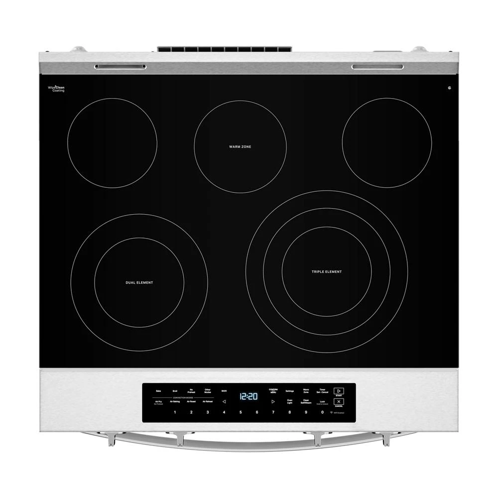 30-inch Smart Slide in Electric Range with Air Cooking Technology, No Preheat Air Fry, WipeClean™ Coating, Steam/Self Clean and High Speed Preheat WSES7530RZ