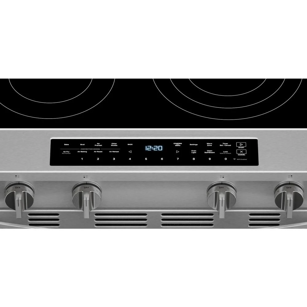 30-inch Smart Slide in Electric Range with Air Cooking Technology, No Preheat Air Fry, WipeClean™ Coating, Steam/Self Clean and High Speed Preheat WSES7530RZ