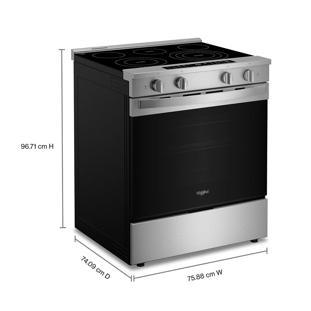 30-inch Smart Slide in Electric Range with Air Cooking Technology, No Preheat Air Fry, WipeClean™ Coating, Steam/Self Clean and High Speed Preheat WSES7530RZ