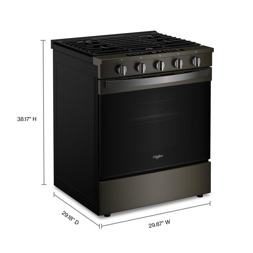 30-inch Smart Slide In Gas Range with Air Cooking Technology, No Preheat Air Fry, Steam/Self Clean and High Speed Preheat WSGS7530RV