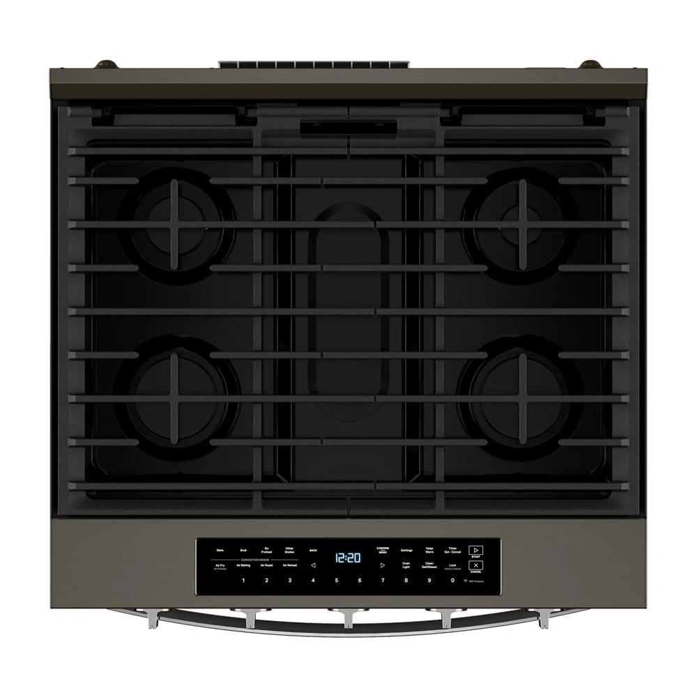30-inch Smart Slide In Gas Range with Air Cooking Technology, No Preheat Air Fry, Steam/Self Clean and High Speed Preheat WSGS7530RV