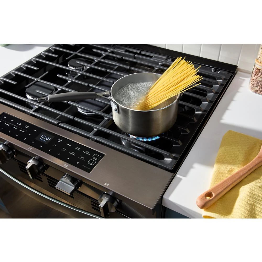 30-inch Smart Slide In Gas Range with Air Cooking Technology, No Preheat Air Fry, Steam/Self Clean and High Speed Preheat WSGS7530RV