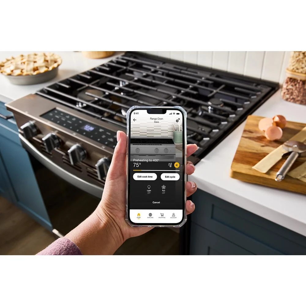 30-inch Smart Slide In Gas Range with Air Cooking Technology, No Preheat Air Fry, Steam/Self Clean and High Speed Preheat WSGS7530RV