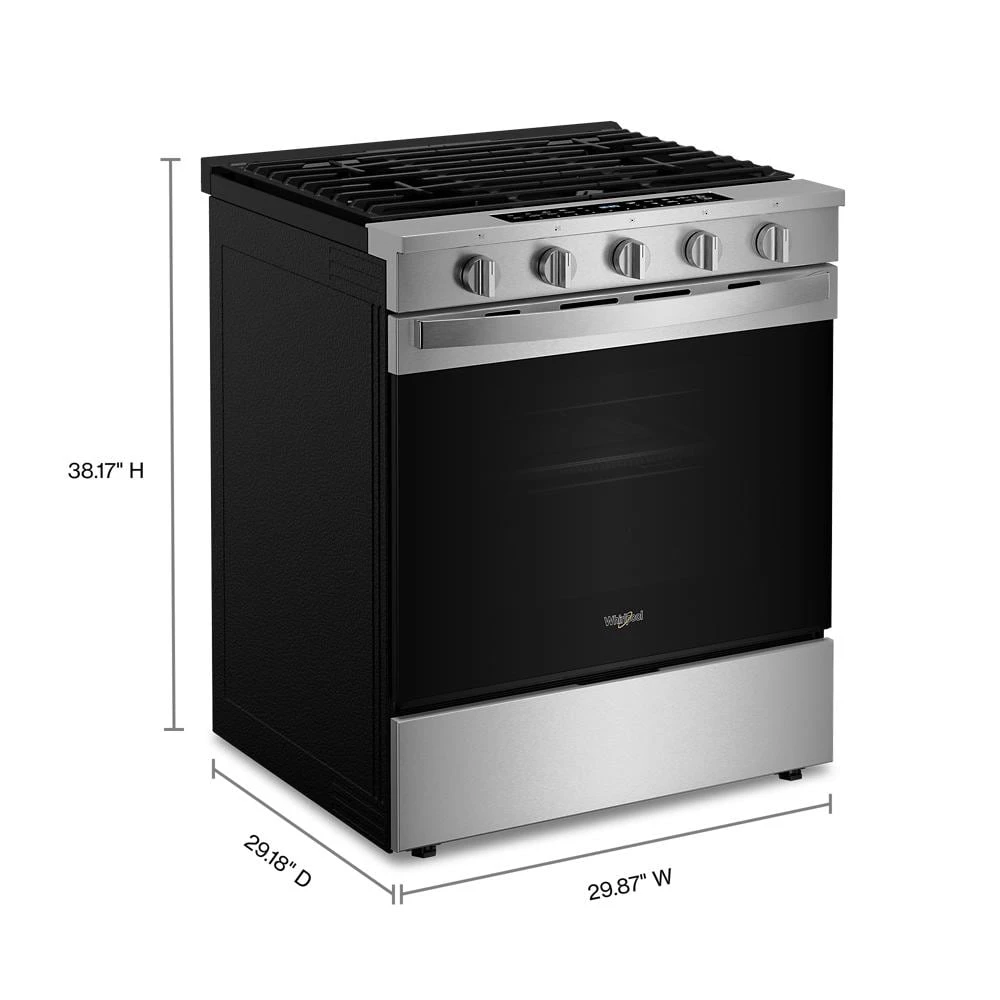30-inch Smart Slide In Gas Range with Air Cooking Technology, No Preheat Air Fry, Steam/Self Clean and High Speed Preheat WSGS7530RZ