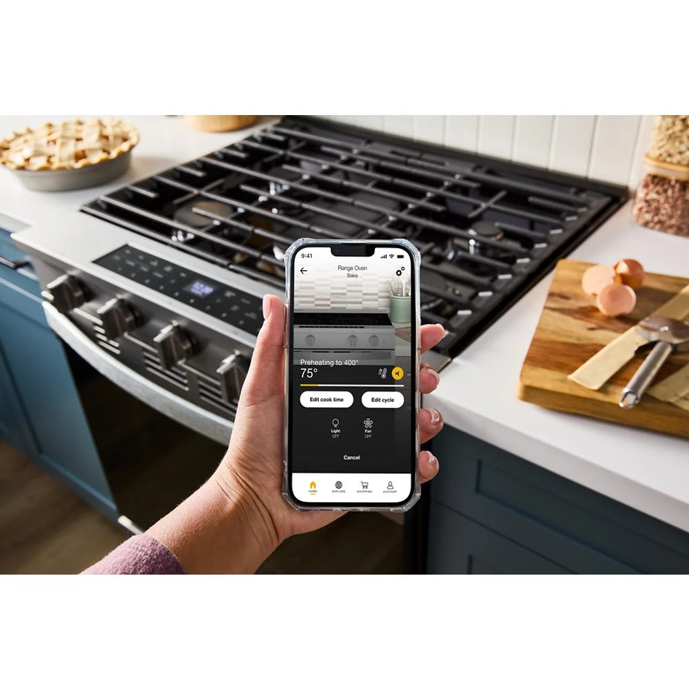 30-inch Smart Slide In Gas Range with Air Cooking Technology, No Preheat Air Fry, Steam/Self Clean and High Speed Preheat WSGS7530RZ