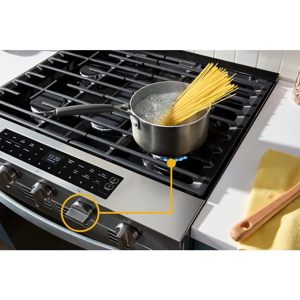 30-inch Smart Slide In Gas Range with Air Cooking Technology, No Preheat Air Fry, Steam/Self Clean and High Speed Preheat WSGS7530RZ