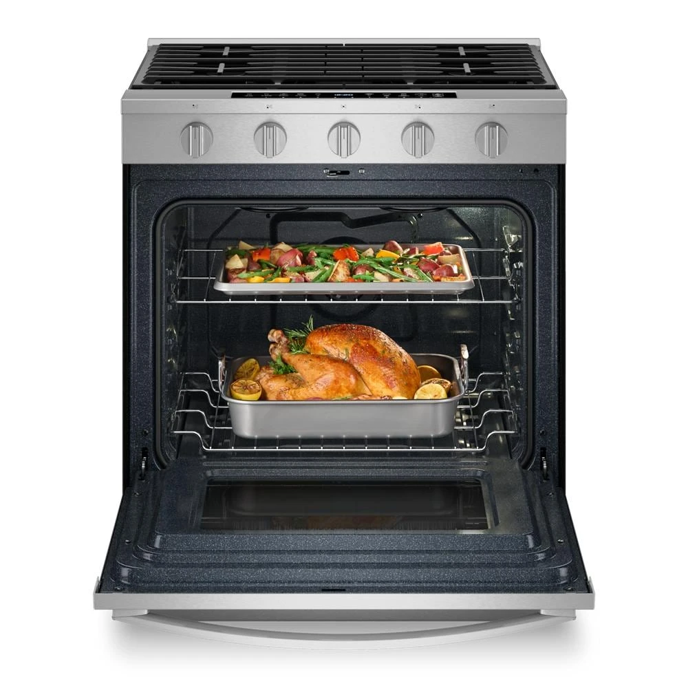30-inch Smart Slide In Gas Range with Air Cooking Technology, No Preheat Air Fry, Steam/Self Clean and High Speed Preheat WSGS7530RZ