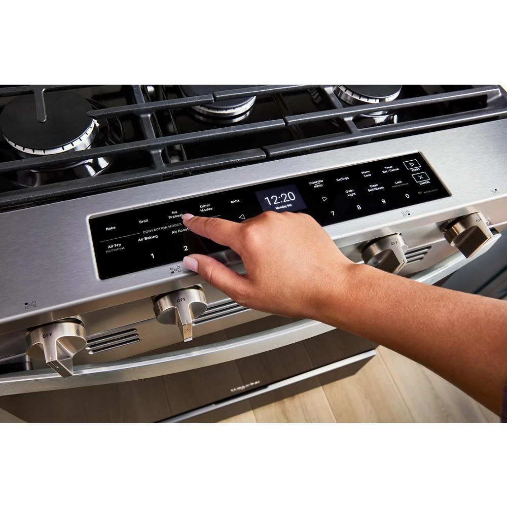 30-inch Smart Slide In Gas Range with Air Cooking Technology, No Preheat Air Fry, Steam/Self Clean and High Speed Preheat WSGS7530RZ