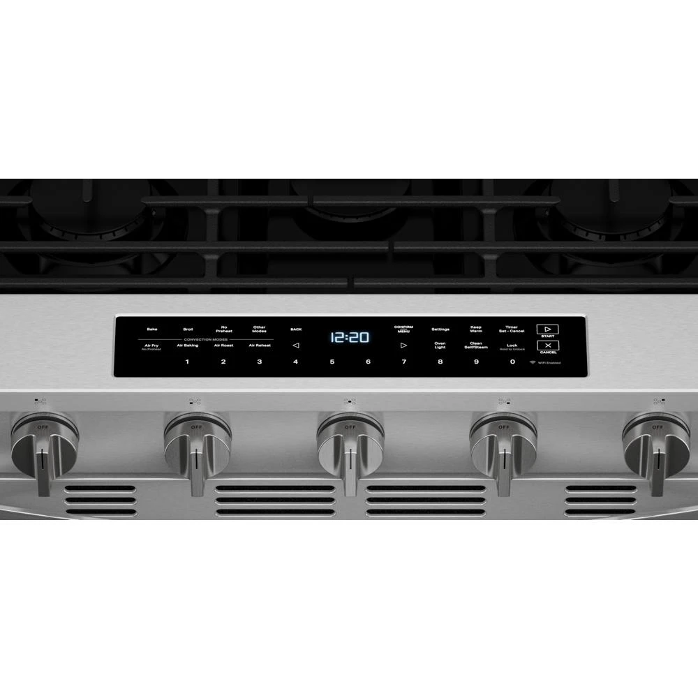 30-inch Smart Slide In Gas Range with Air Cooking Technology, No Preheat Air Fry, Steam/Self Clean and High Speed Preheat WSGS7530RZ
