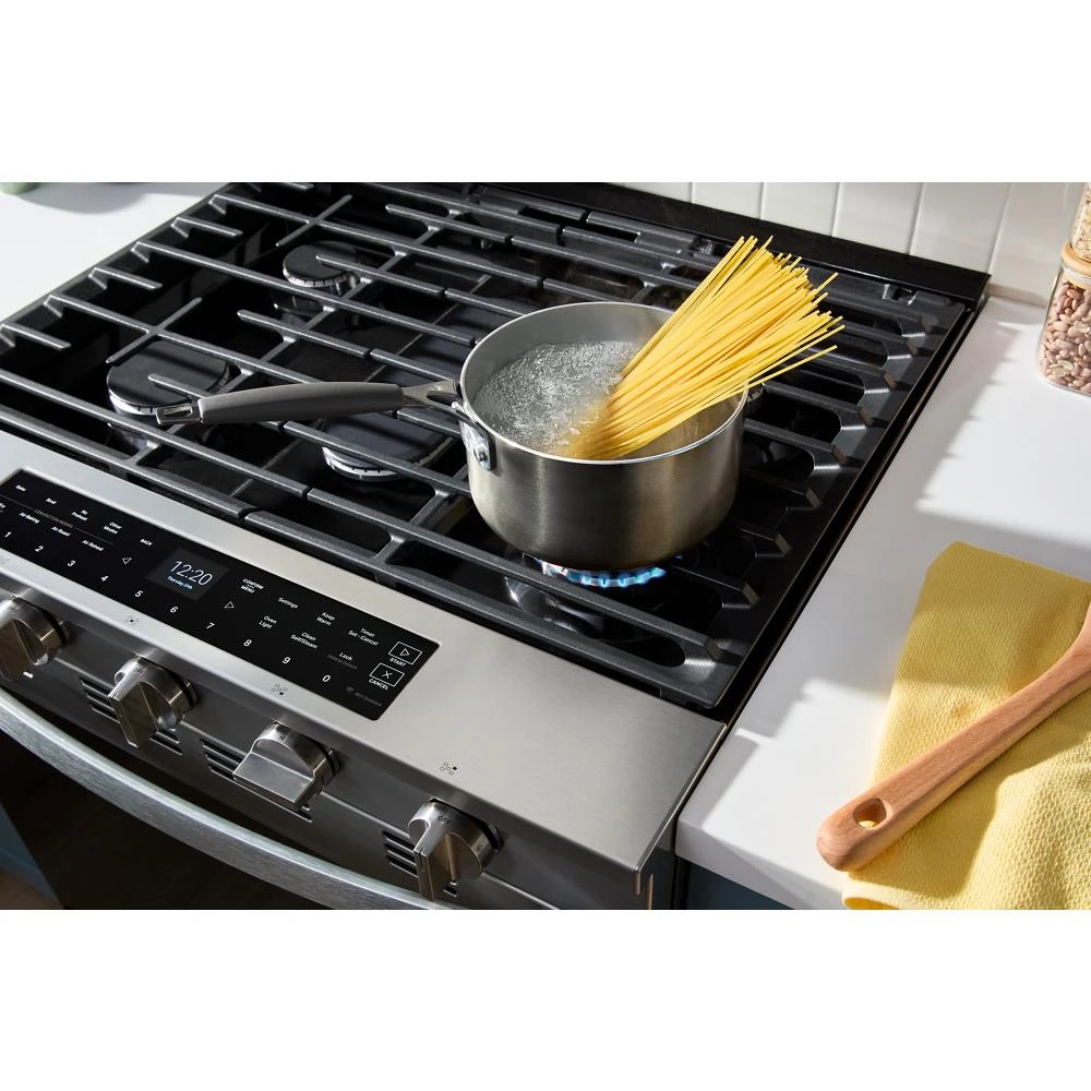 30-inch Smart Slide In Gas Range with Air Cooking Technology, No Preheat Air Fry, Steam/Self Clean and High Speed Preheat WSGS7530RZ