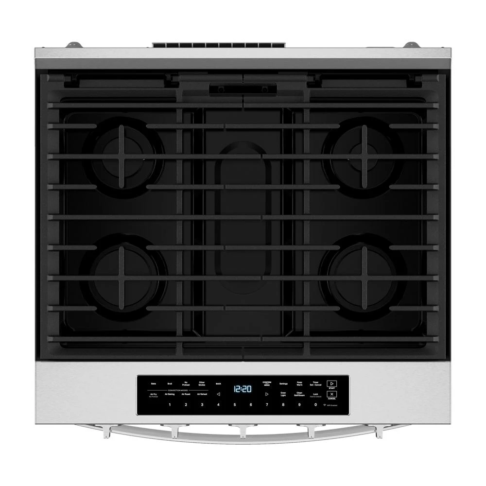 30-inch Smart Slide In Gas Range with Air Cooking Technology, No Preheat Air Fry, Steam/Self Clean and High Speed Preheat WSGS7530RZ