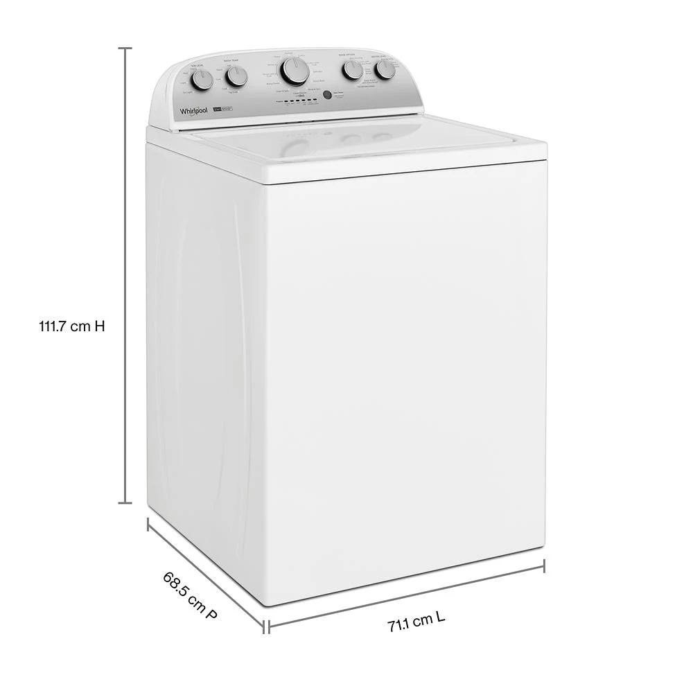 3.8–3.9 Cu. Ft. Top Load Washer with Removable Agitator WTW4957PW
