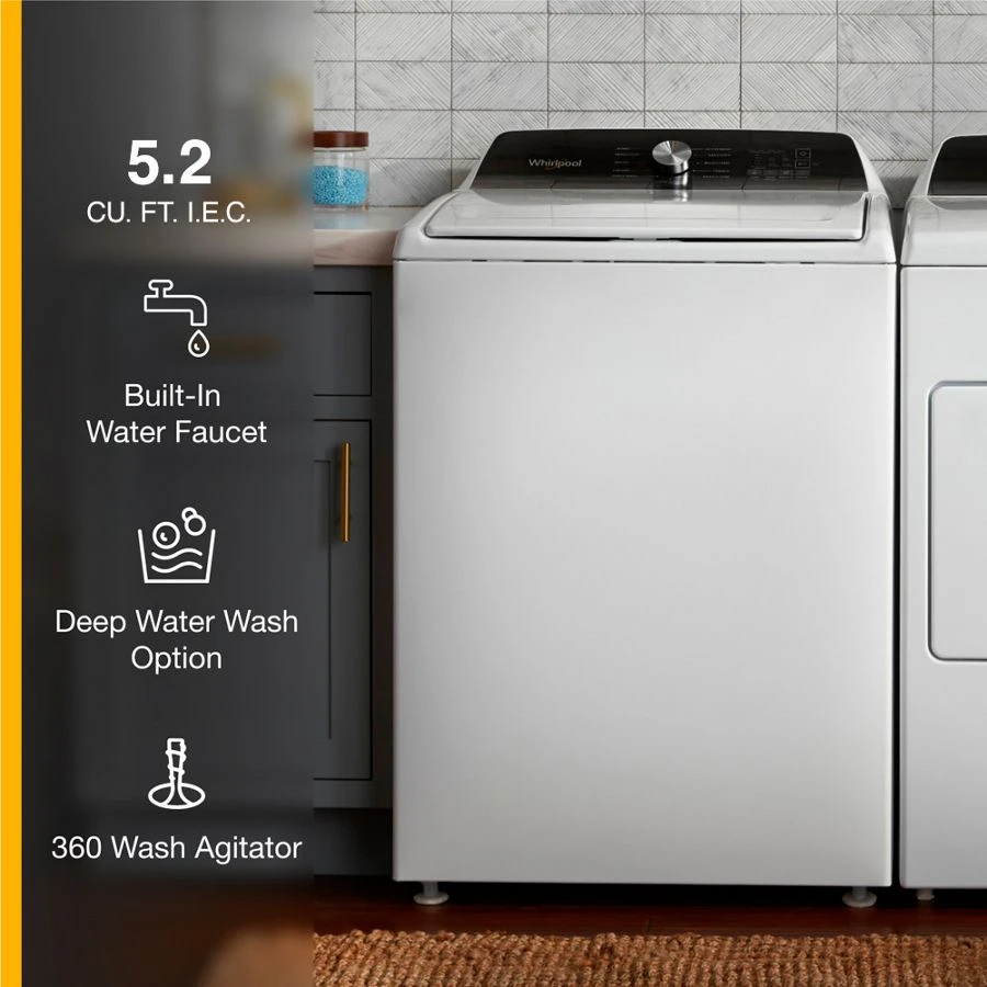 4.5 Cu. Ft. Top Load Agitator Washer with Built-In Faucet WTW5015LW