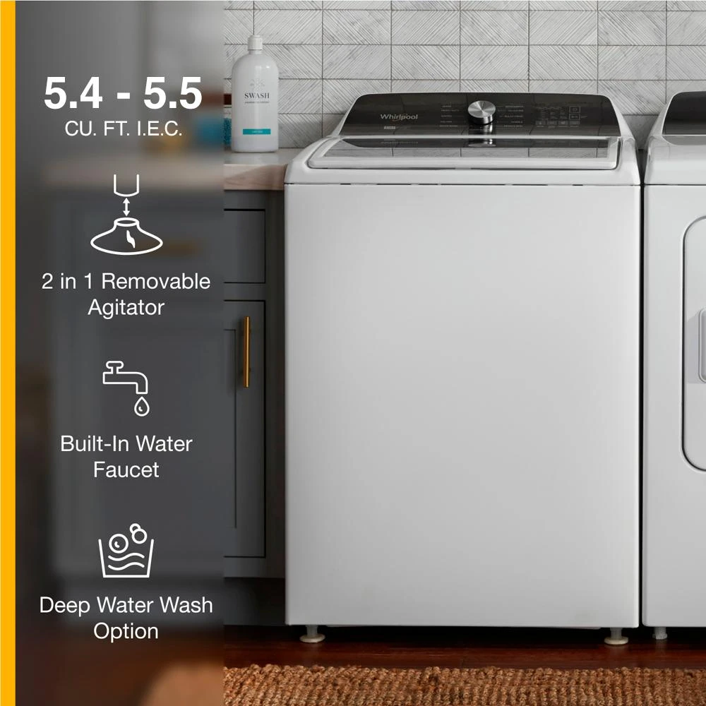 4.7-4.8 Cu. Ft. Top Load Washer with 2 in 1 Removable Agitator WTW5057LW