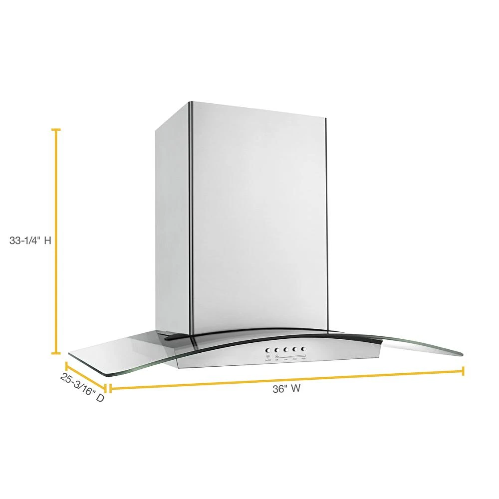 36" Modern Glass Island Mount Range Hood WVI75UC6DS