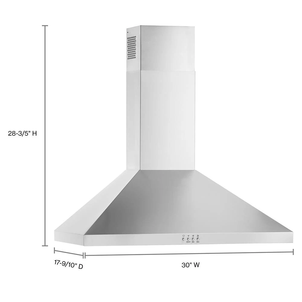 30" Chimney Wall Mount Range Hood WVW53UC0LS