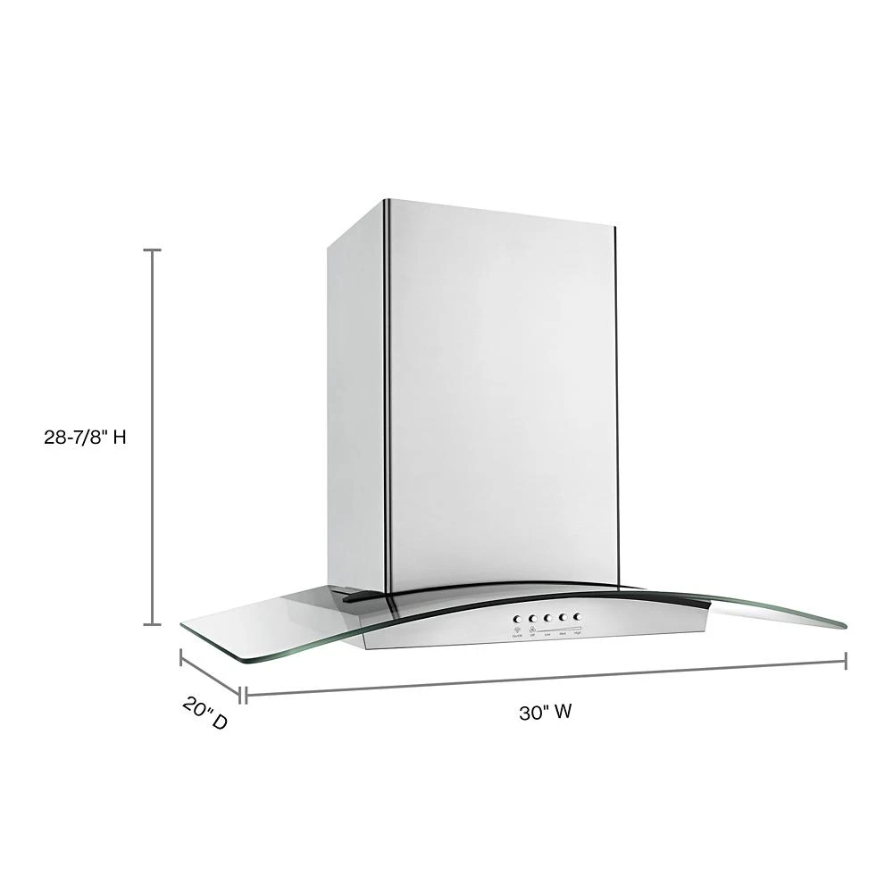 30" Modern Glass Wall Mount Range Hood WVW75UC0DS