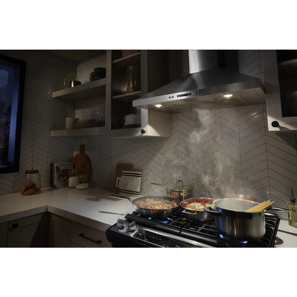 30" Chimney Wall Mount Range Hood with Dishwasher-Safe Grease Filters WVW93UC0LS