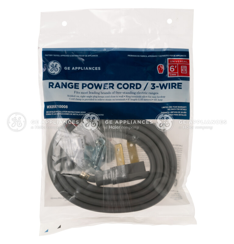 6' 40amp 3 wire range cord WX09X10008