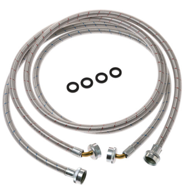 Universal 6 Ft Stainless Steel Washing Machine Hoses With 90 Degree Elbow WX14X10011