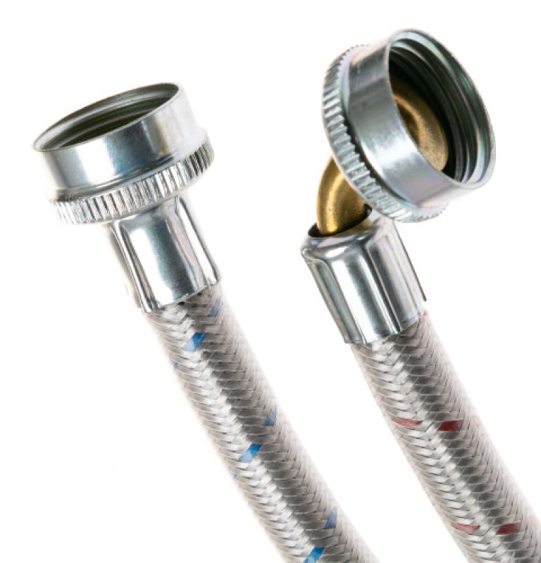 Universal 6 Ft Stainless Steel Washing Machine Hoses With 90 Degree Elbow WX14X10011