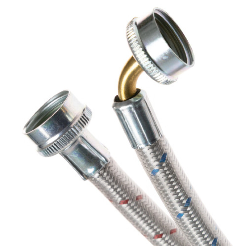 Universal 6 Ft Stainless Steel Washing Machine Hoses With 90 Degree Elbow WX14X10011