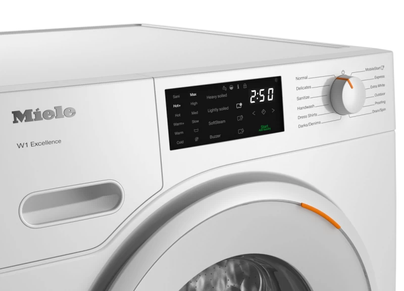 W1 front‑loading washing machine: With CapDosing and Miele@home for smart laundry care. WXD160WCS